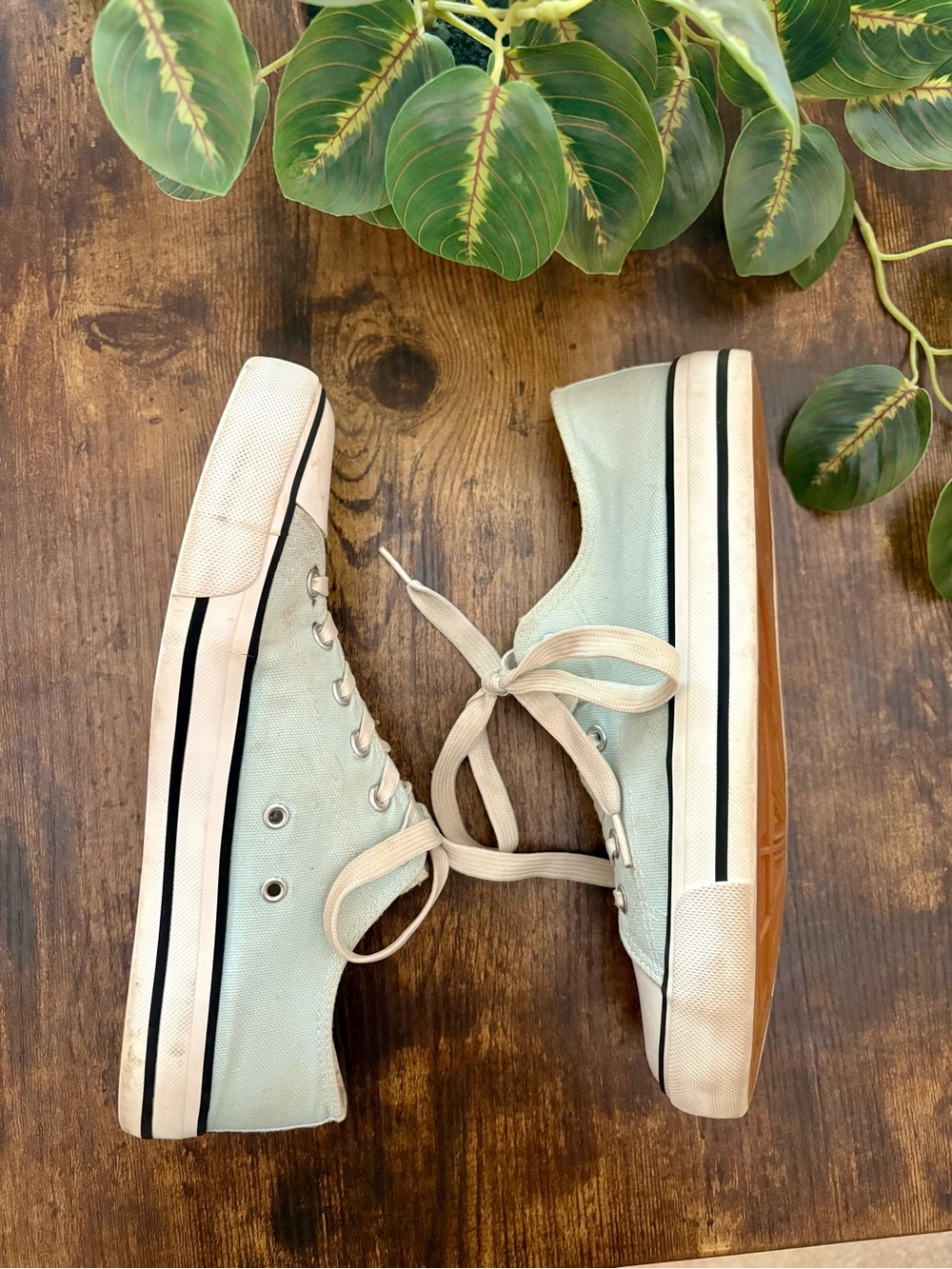 Light Blue Canvas Low-Top Sneakers